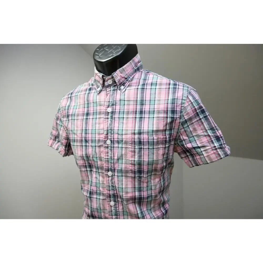J Crew Flex Wash Dress Shirt Slim Casual Button Up Short Sleeve Mens Sz Small‎